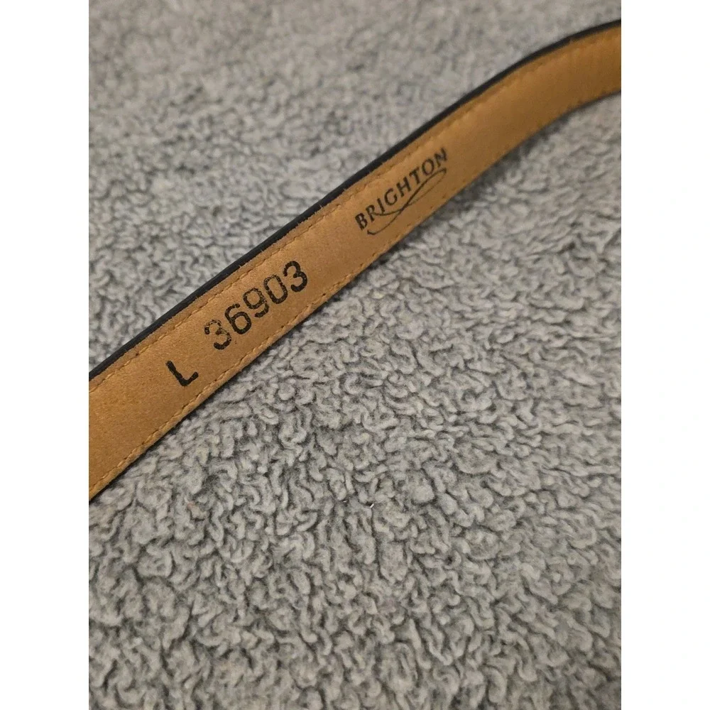 Brighton Lg Leather Black Belt Snake Skin Print Silver Accents Chain Clasp 36903